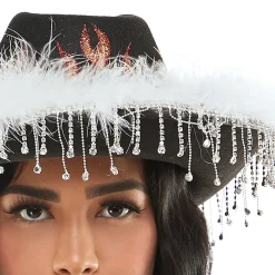 Rhinestone Flames Black Cowboy Hat