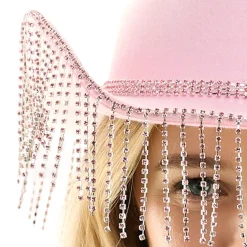 Rhinestone Fringe Pink Cowboy Hat
