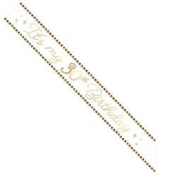 Rhinestone Golden Age Birthday Satin Sash, 30in, Ages