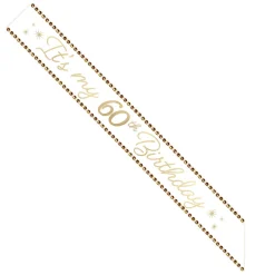 Rhinestone Golden Age Birthday Satin Sash, 30in, Ages