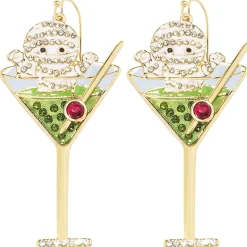Rhinestone Mummy in a Martini Drop Earrings