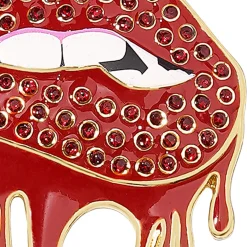 Rhinestone Red Blood Drip Lip Earrings