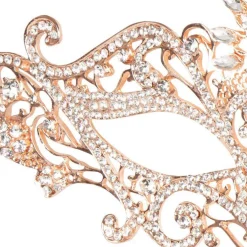 Rhinestone Rose Gold Metal Masquerade Mask