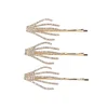 Rhinestone Skeleton Hand Hair Pins, 3ct