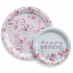 Ribbon and Rose Paper Plates, 8ct, Assorted Options