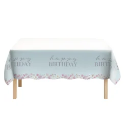 Ribbon and Rose Plastic Table Cover, 54in x 96in