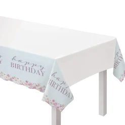 Ribbon and Rose Plastic Table Cover, 54in x 96in