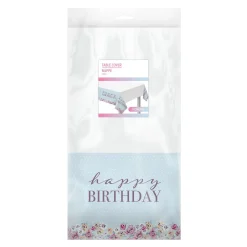 Ribbon and Rose Plastic Table Cover, 54in x 96in