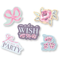 Ribbon and Rose Stickers, 5pc