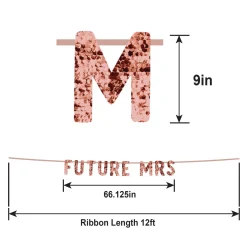Rose Gold Future Mrs. Bachelorette Party Sequin Letter Banner, 12ft