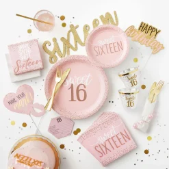 Rose Gold & Pink Sweet 16 Lunch Napkins 16ct