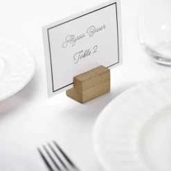 Rustic Wedding Wood Block Place Card Holders with Place Cards, 10ct