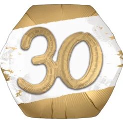 Satin Golden Age Happy Birthday Hexagonal Foil Balloon, 30in x 28in, Ages