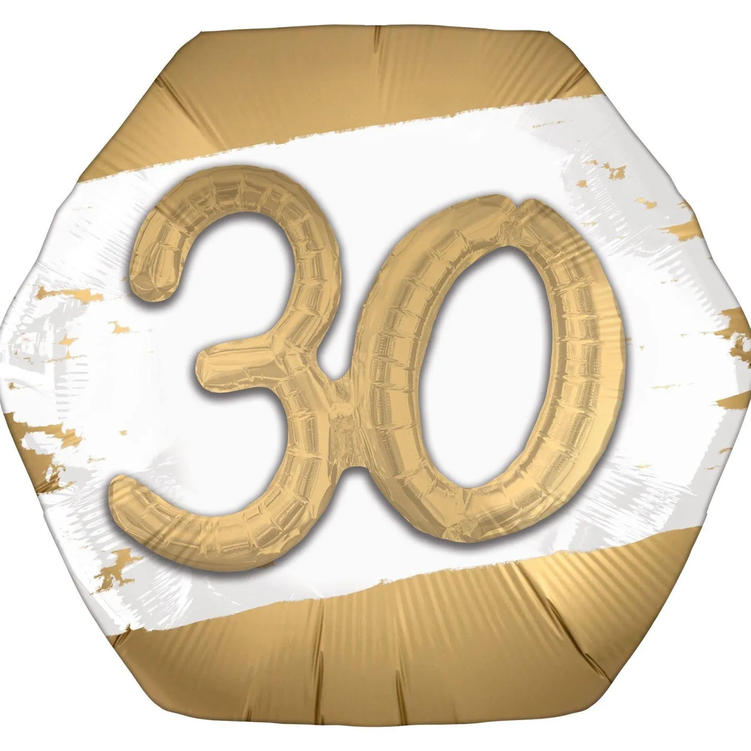 Satin Golden Age Happy Birthday Hexagonal Foil Balloon, 30in x 28in, Ages