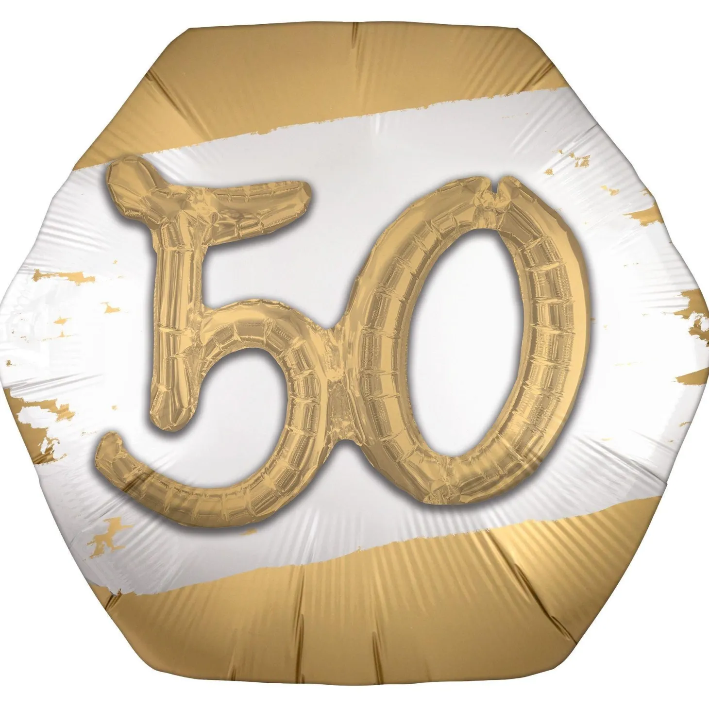 Satin Golden Age Happy Birthday Hexagonal Foil Balloon, 30in x 28in, Ages