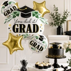 Satin Ivy & Stars You Did It Grad Foil Balloon Bouquet, 5pc