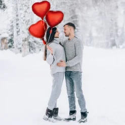 Satin Red Heart Foil Balloon Bouquet, 12pc