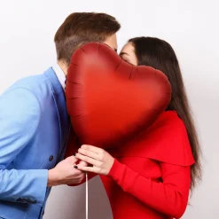 Satin Red Heart Foil Balloon Bouquet, 12pc