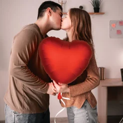 Satin Red Heart Foil Balloon Bouquet, 12pc