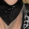 Sequin & Metal Fringe Glam Bandana Necklace