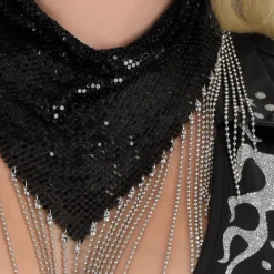 Sequin & Metal Fringe Glam Bandana Necklace