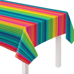 Serape Striped Flannel-Backed Vinyl Table Cover