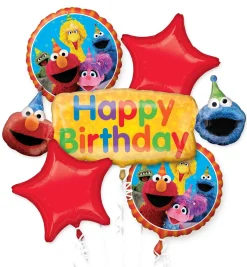 Sesame Street Birthday Foil Balloon Bouquet, 5pc