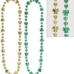 Shamrock St. Patrick's Day Bead Necklaces, 32in, 2ct