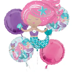 Shimmering Mermaid Foil Balloon Bouquet, 5pc