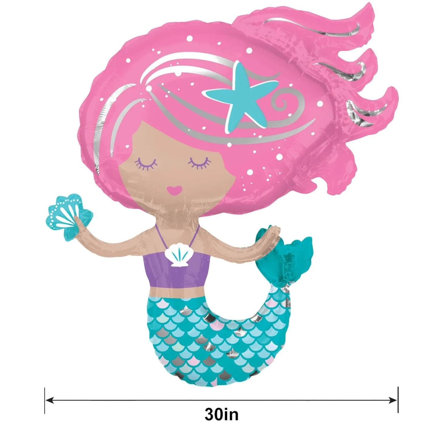 Shimmering Mermaid Foil Balloon, 30in