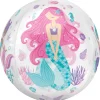 Shimmering Mermaid Plastic Balloon, 15in x 16in - See Thru Orbz