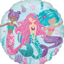 Shimmering Mermaid Round Foil Balloon, 18in