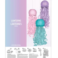 Shimmering Mermaids Jellyfish Paper Lanterns, 9.5in, 3ct