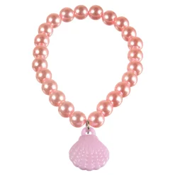 Shimmering Mermaids Pink Seashell Plastic Bead Bracelets, 2.6in, 4ct