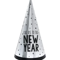 Silver Cheers to the New Year Party Hat, 9in