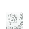 Silver Cheers to 25 Years Anniversary Paper Beverage Napkins, 5in, 16ct
