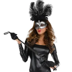 Silver Feather Dominance Masquerade Mask