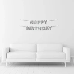 Silver Fringe Happy Birthday Banner, 7.8ft, 2ct - Sparkling Celebration