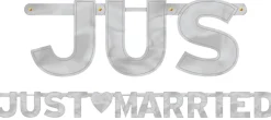 Silver Just Married Letter Banner