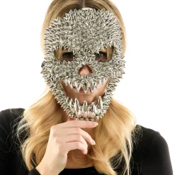 Silver Spike Skull Face Mask