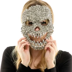 Silver Spike Skull Face Mask