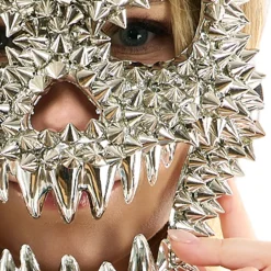 Silver Spike Skull Face Mask