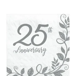 Silver 25th Anniversary Paper Lunch Napkins, 6.5in, 16ct