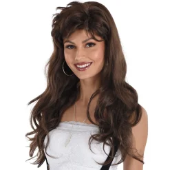 90s Long Brown Mall Bangs Wig