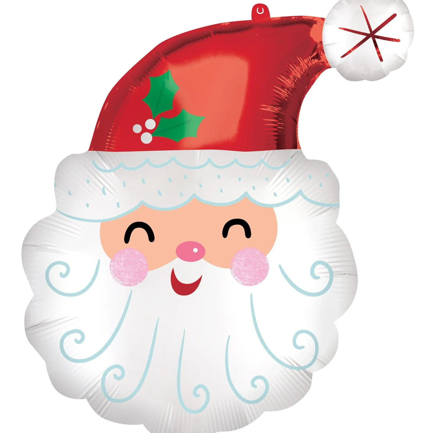 Smiley Santa Head Christmas Foil Balloon, 19in x 27in