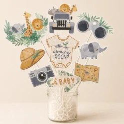 Soft Jungle Baby Shower Cardstock Photo Props, 13pc
