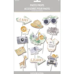 Soft Jungle Baby Shower Cardstock Photo Props, 13pc