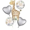 Soft Jungle Baby Shower Foil Balloon Bouquet, 5pc