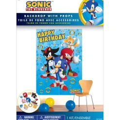 Sonic the Hedgehog Birthday Paper & Cardstock Photo Booth Kit, 4.6ft x 6.7ft