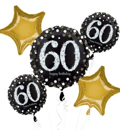 Sparkling Celebration 60th Birthday Foil Balloon Bouquet, 5pc